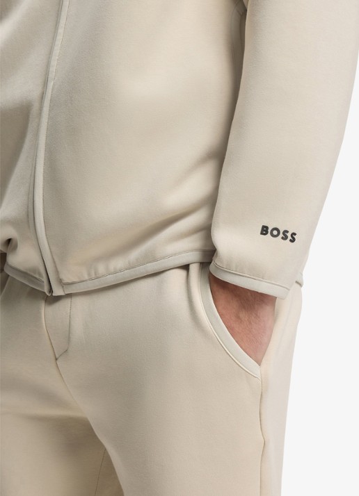 BOSS SW_Globe FZ Sweatvest met logo - detail 5 light beige-272 / beige