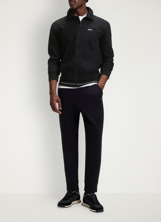 BOSS SW_Member sweatvest met steekzakken - voorkant 4 black-001 / zwart