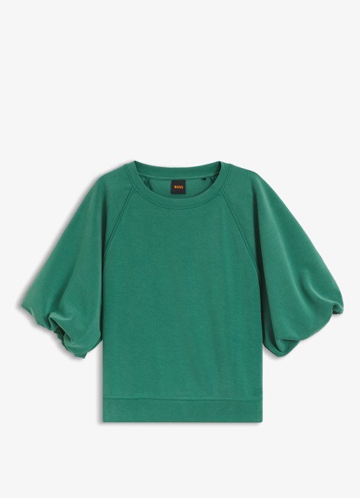 BOSS Sweater met ballonmouw - voorkant dark green-302 / groen