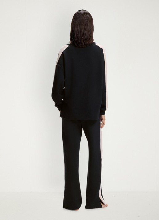 BOSS Sweater met gestreept detail - achterkant 3 black-001 / zwart