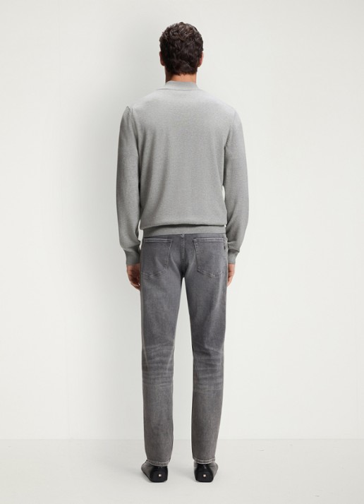 BOSS Sweater met halve rits en logo - achterkant 3 grijsmele