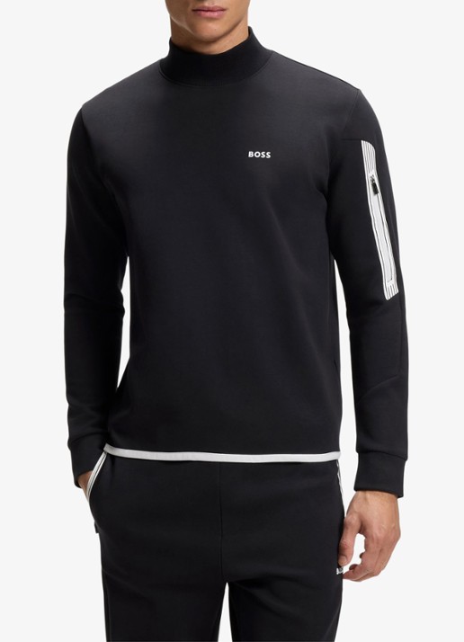 BOSS Sweater met logo en opstaande kraag