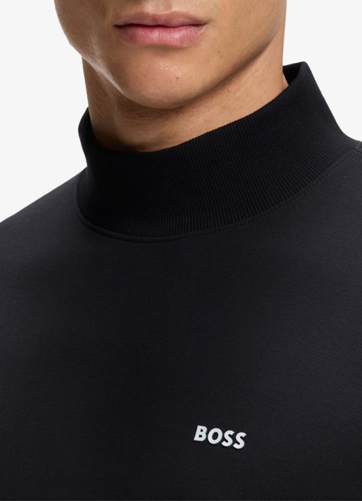 BOSS Sweater met logo en opstaande kraag - detail 3 donkerblauw