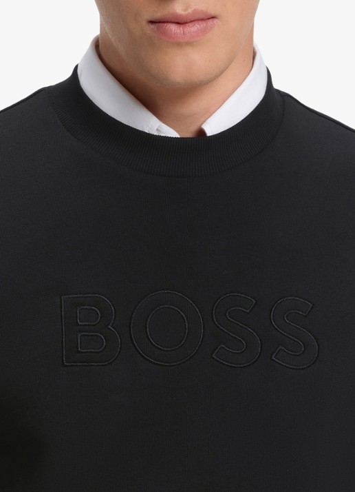 BOSS Sweater met logo - detail 5 zwart