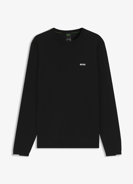 BOSS Sweater met logo - voorkant zwart