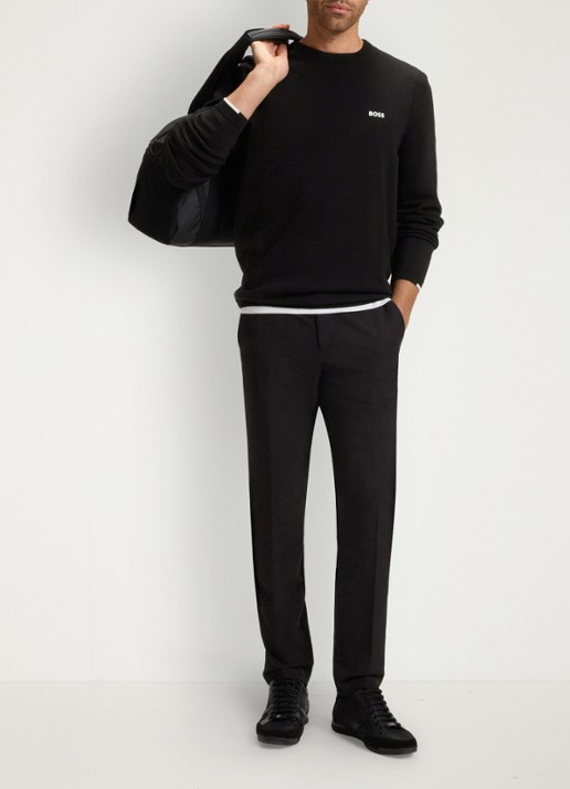 BOSS Sweater met logo - voorkant 2 zwart