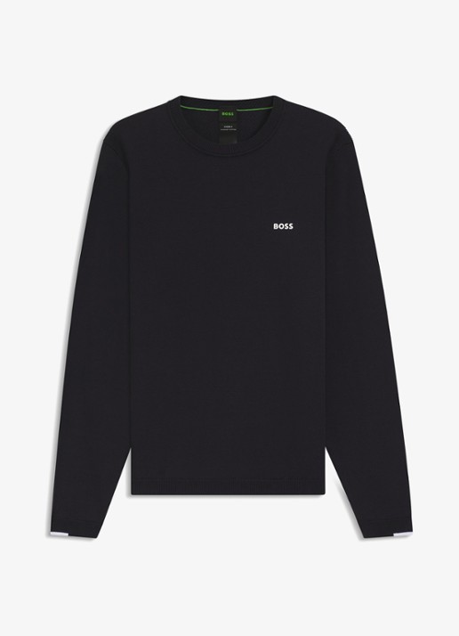 BOSS Sweater met logo - voorkant 2 donkerblauw