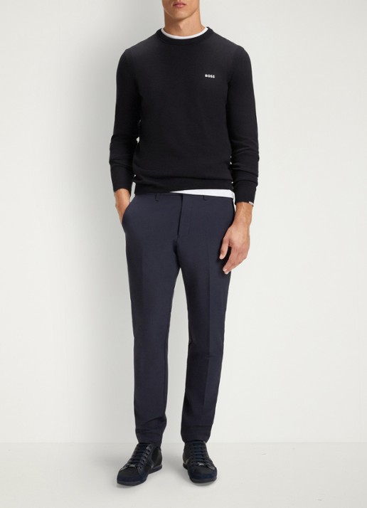 BOSS Sweater met logo - voorkant 3 donkerblauw