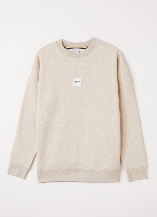BOSS Sweater met logo - voorkant beige