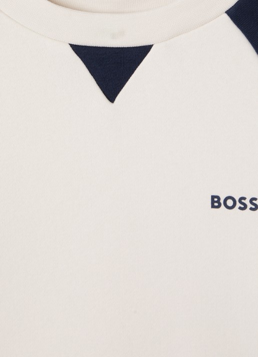 BOSS Sweater met logo - detail ivoor