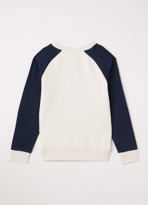 BOSS Sweater met logo - voorkant 3 ivoor