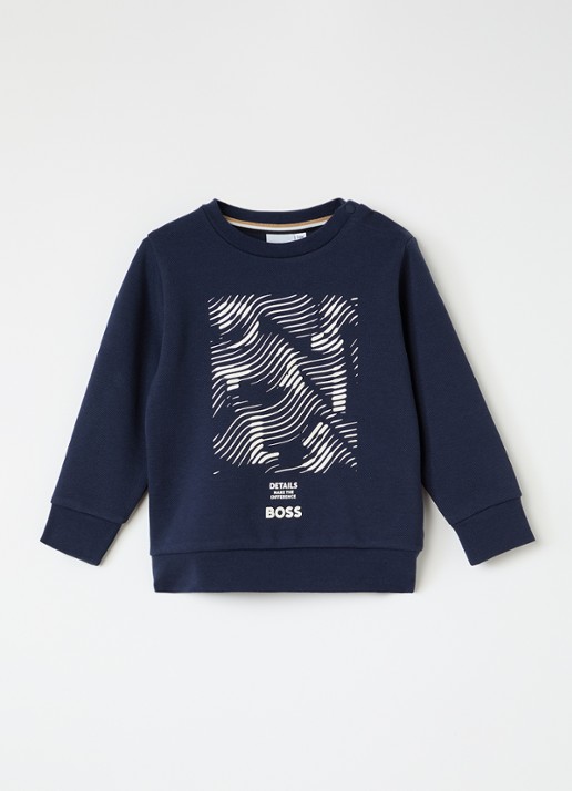BOSS Sweater met print - voorkant 2 donkerblauw