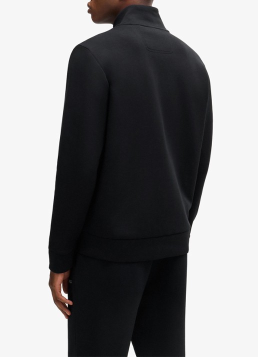 BOSS Sweatshirt van stretchkatoen met rits en logoprint - achterkant 5 zwart