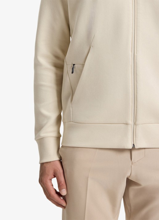 BOSS Sweatshirt van stretchkatoen met rits en logoprint - detail 3 creme