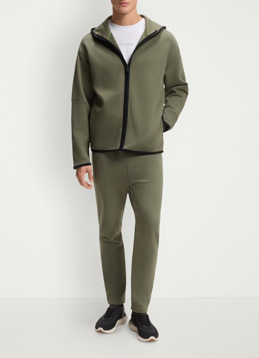 BOSS Sweatvest met capuchon - voorkant 5 legergroen
