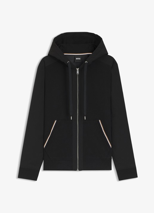 BOSS Sweatvest met capuchon - voorkant zwart