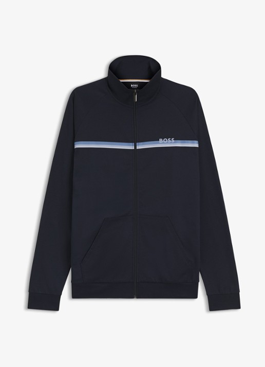 BOSS Sweatvest met logo - voorkant 2 donkerblauw
