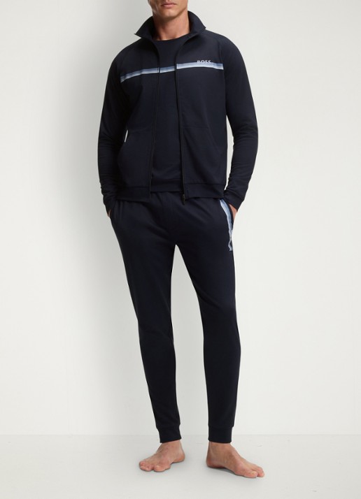 BOSS Sweatvest met logo - voorkant 3 donkerblauw