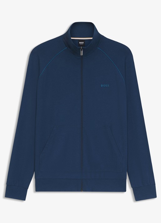 BOSS Sweatvest met logoborduring - voorkant open blue-480 / blauw