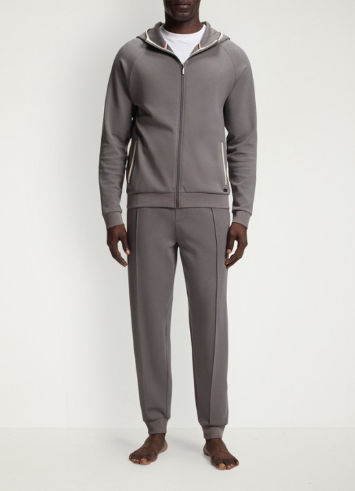 BOSS Sweatvest met steekzakken en capuchon - voorkant 4 donkergrijs