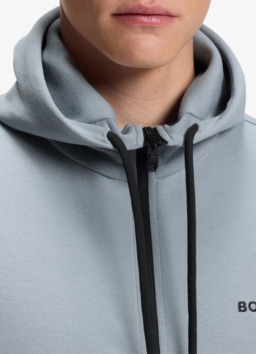 BOSS Sweatvest met steekzakken en capuchon - detail 4 dark grey-026