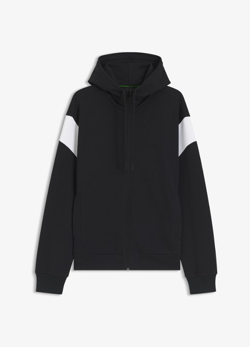 BOSS Sweatvest met steekzakken en capuchon - voorkant 2 donkerblauw