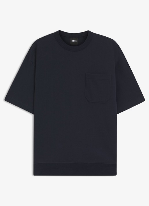 BOSS T-shirt met borstzak - voorkant donkerblauw