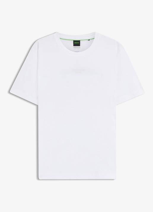 BOSS T-shirt met logo- en backprint - voorkant 3 wit
