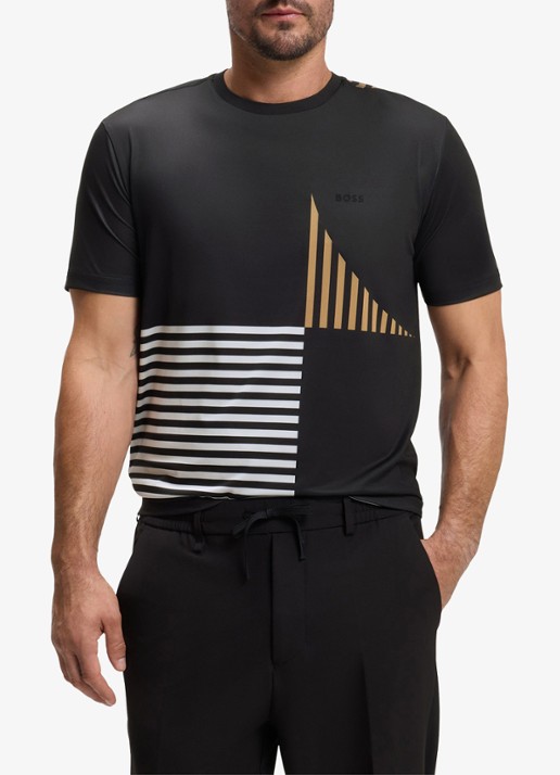 BOSS T-shirt met logo- en backprint