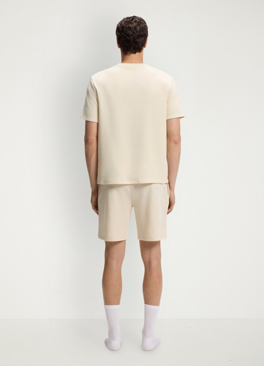 BOSS T-shirt met logo en structuur - achterkant 3 beige