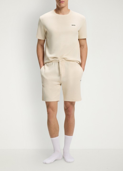 BOSS T-shirt met logo en structuur - voorkant 2 beige
