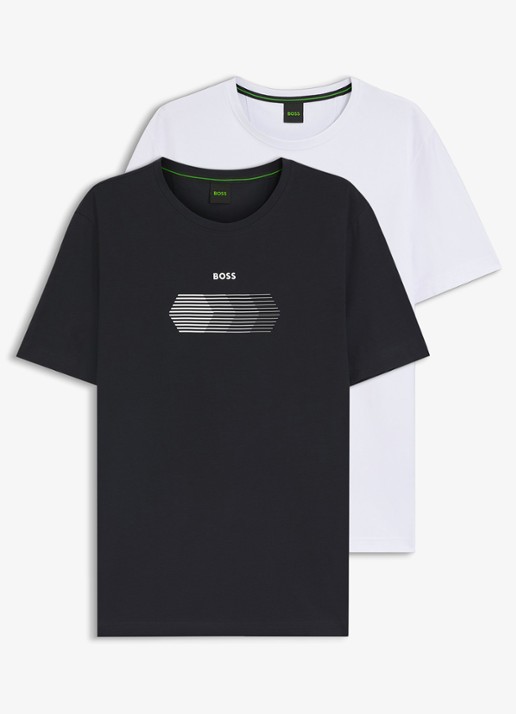 BOSS T-shirt met logo in 2-pack - voorkant wit