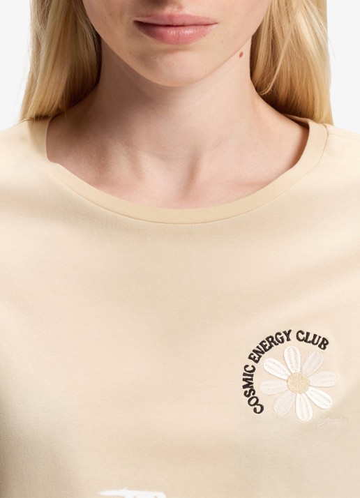 BOSS T-shirt met logo - detail 5 light/pastel yellow-742 / beige