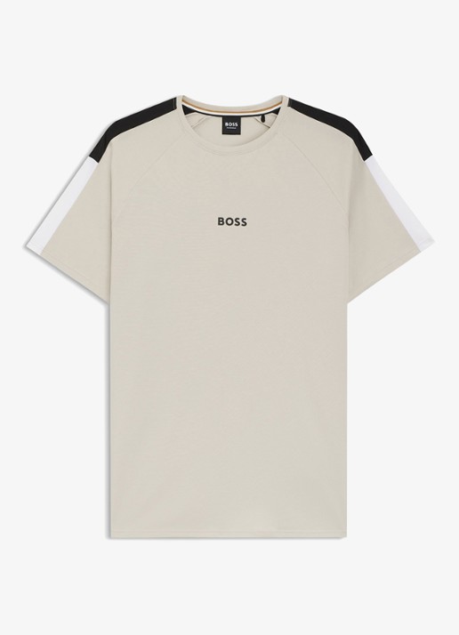 BOSS T-shirt met logo - voorkant beige