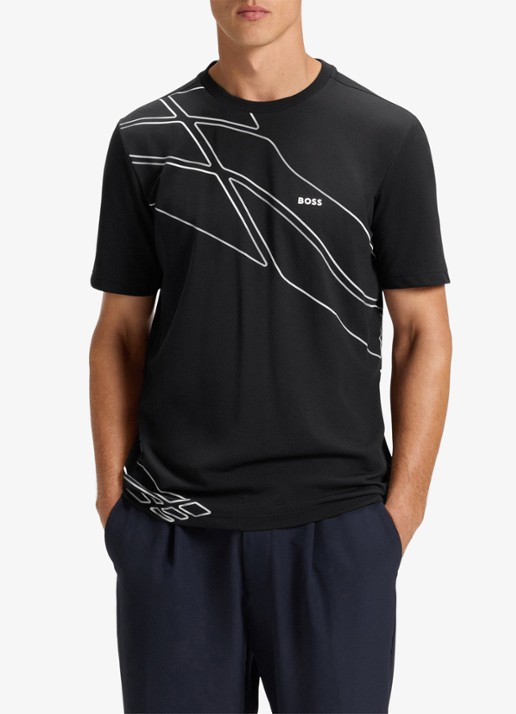 BOSS T-shirt met logo - detail 4 donkerblauw