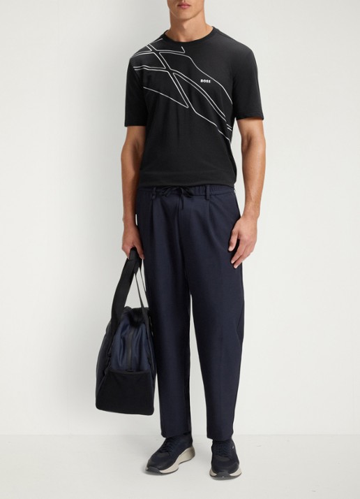 BOSS T-shirt met logo - voorkant 2 donkerblauw