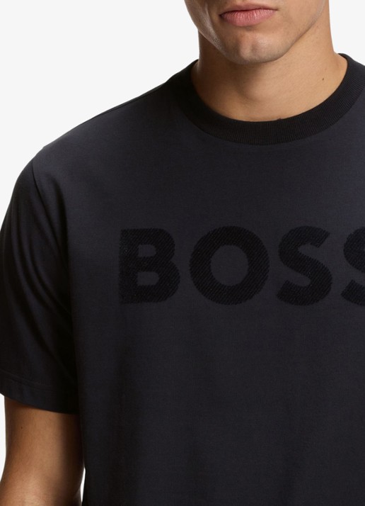 BOSS T-shirt met logo - detail 5 donkerblauw