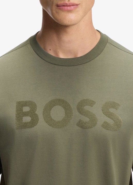 BOSS T-shirt met logo - detail 5 khaki