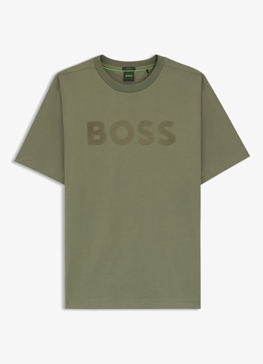 BOSS T-shirt met logo - voorkant 2 khaki