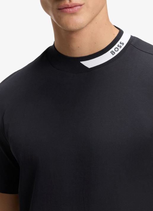 BOSS T-shirt met logo - detail 5 donkerblauw
