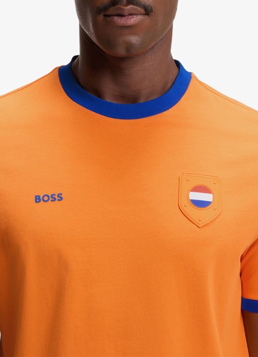 BOSS T-shirt met logo - detail 4 bright orange-821 / oranje