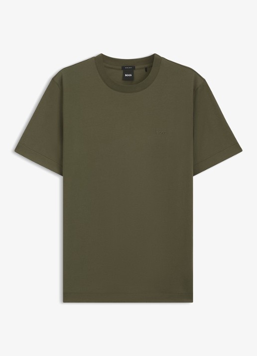 BOSS T-shirt met logo - voorkant legergroen