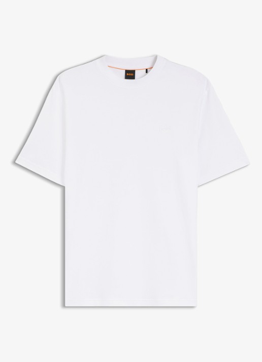 BOSS T-shirt met logoborduring  - voorkant wit