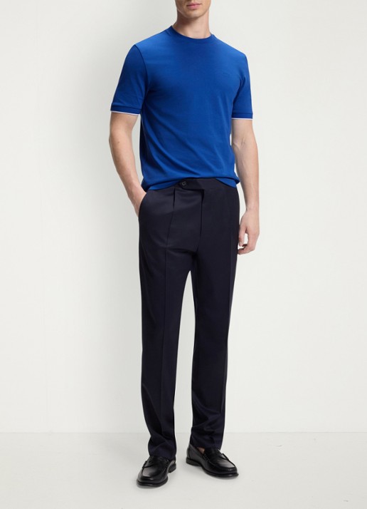 BOSS T-shirt met logoborduring - voorkant 5 medium blue-429 / blauw