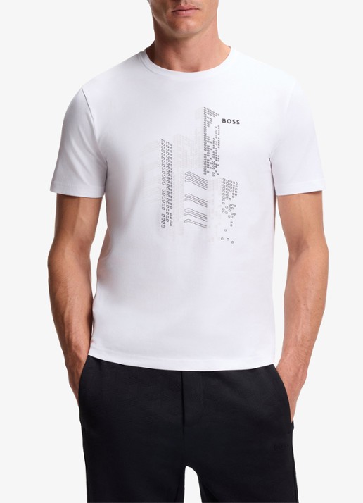 BOSS T-shirt met logoprint in 2-pack - detail wit
