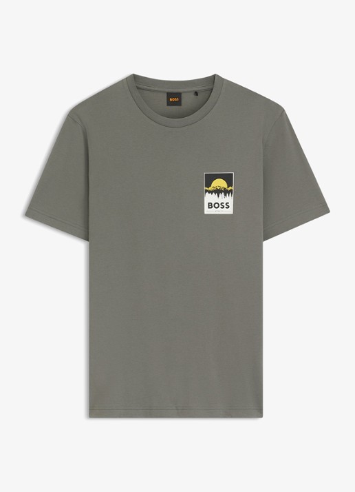 BOSS T-shirt met logoprint - voorkant 4 grijs