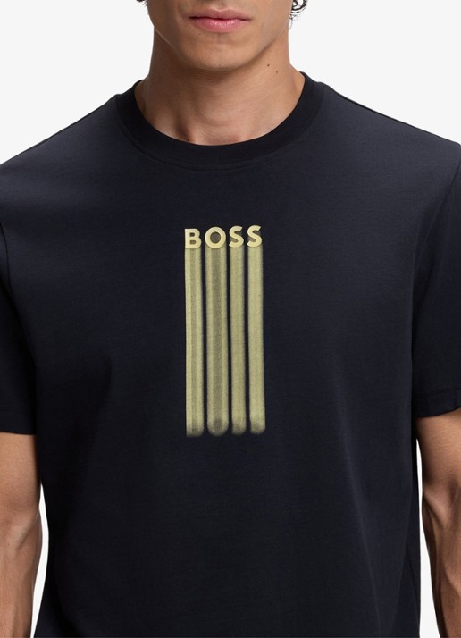 BOSS T-shirt met logoprint - detail 5 dark blue-404 / blauw