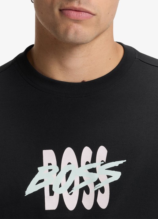 BOSS T-shirt met logoprint - detail 2 black-001 / zwart