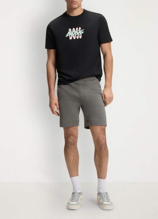 BOSS T-shirt met logoprint - voorkant 5 black-001 / zwart