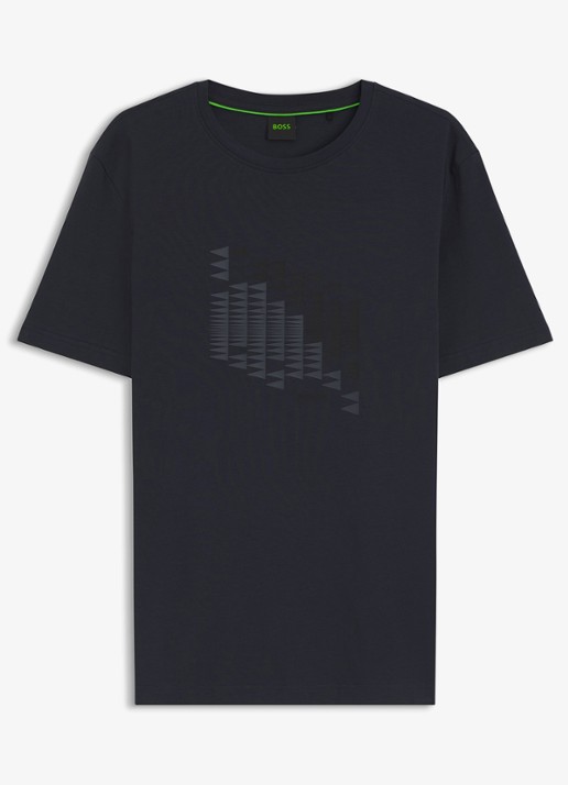 BOSS T-shirt met logoprint - voorkant 4 donkerblauw